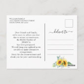 ウェディングシャワー延期 日付 ヒマワリ ユーカリ ポストカード (裏面)