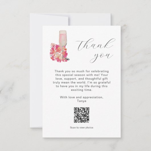 ウェディングシャワー感謝の気持ち ペタルス プロセッコ QRコード サンキューカード (正面)