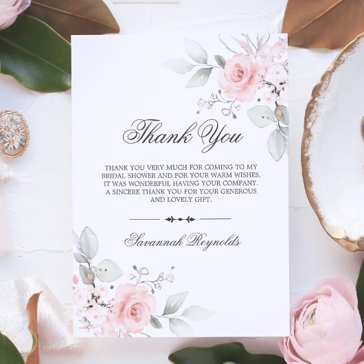 ウェディングシャワー感謝カード ピンクの花束 バラ サンキューカード
