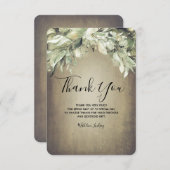 ウェディングシャワー感謝カード 小さなカード - 緑の葉 サンキューカード (正面/裏面)