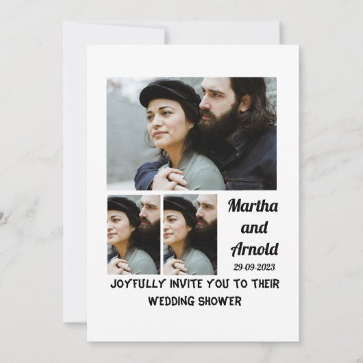 ウェディングシャワー招待状カスタム3フォトコラージュ 招待状 (正面)