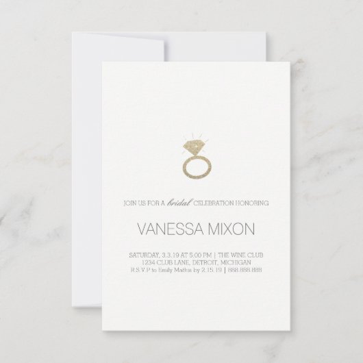 ウェディングシャワー招待状 | ダイヤモンドリング ファブ 招待状 (正面)