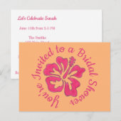 ウェディングシャワー招待状 ピンクのハイビスカス インビテーションポストカード (正面/裏面)