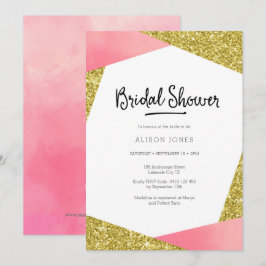 ウェディングシャワー招待状 | ピンク & グリッター 招待状