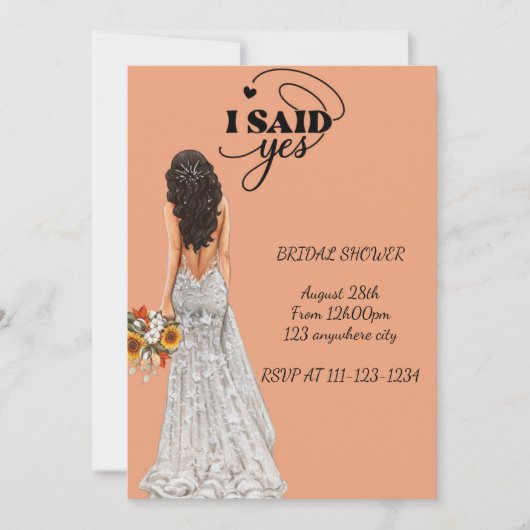 ウェディングシャワー招待状, 即時ダウンロード 招待状 (正面)