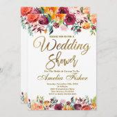 ウェディングシャワー招待状、秋フローラブライダルシャワー 招待状 (正面/裏面)