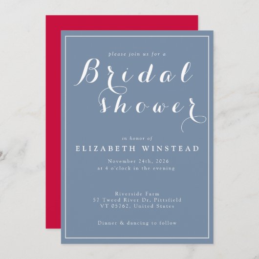 ウェディングシャワー招待状 - 美しくエレガント 招待状 (正面/裏面)