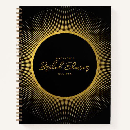 ウェディングシャワー料理キッチンレシピ ブラックゴールド ノートブック (正面)