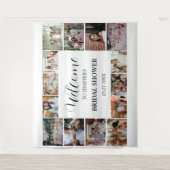 ウェディングシャワー歓迎スクリプト ミニマル フォトコラージュ タペストリー (正面)