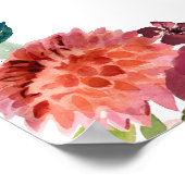 ウェディングシャワー歓迎 ラスティック バーガンディー 秋の花 ポスター (角)