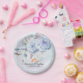 ウェディングシャワー水彩ボヘミアンフラワーフェザー ペーパープレート (パーティー)