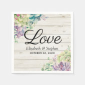 ウェディングシャワー水彩多肉木素朴材 スタンダードカクテルナプキン (正面)