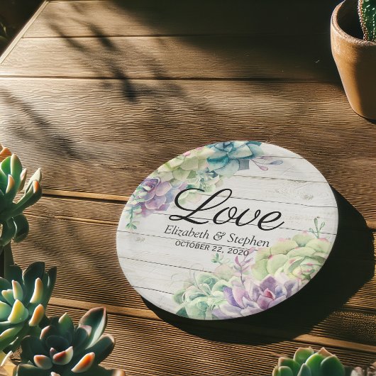 ウェディングシャワー水彩多肉木素朴材 ペーパープレート