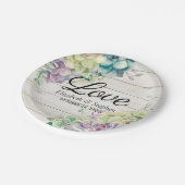 ウェディングシャワー水彩多肉木素朴材 ペーパープレート (アングル)