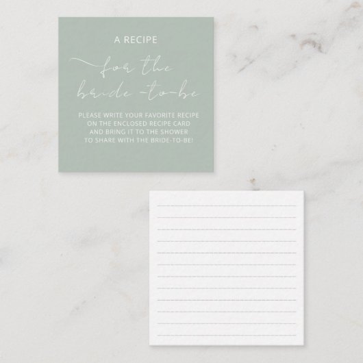 ウェディングシャワー用同封カード「レシピ」 エンクロージャーカード (正面/裏面)