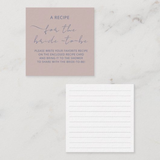 ウェディングシャワー用封入カード「レシピ」 エンクロージャーカード (正面/裏面)