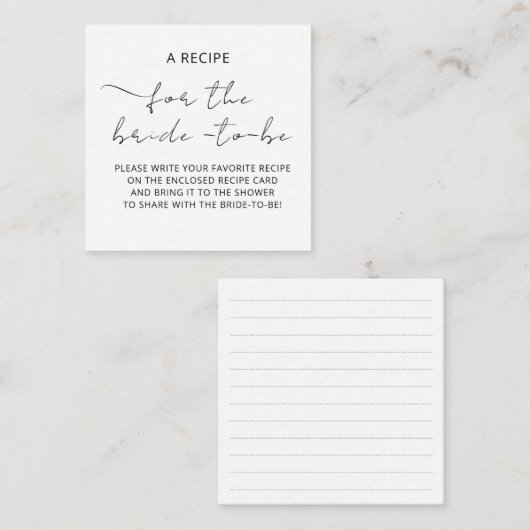 ウェディングシャワー用封入カード「レシピ」 エンクロージャーカード (正面/裏面)