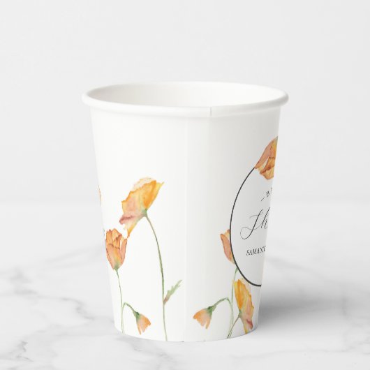 ウェディングシャワー用紙コップ オレンジポピー花 紙コップ (右)
