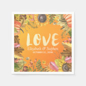 ウェディングシャワー秋メープル葉パンプキンサンフラワー スタンダードカクテルナプキン (正面)