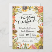 ウェディングシャワー秋秋メープル葉パンプキン 招待状 (正面)