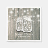 ウェディングシャワー素朴ウッドメイソンジャールストリングライト スタンダードカクテルナプキン (正面)