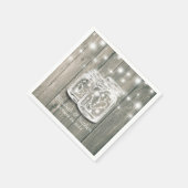 ウェディングシャワー素朴ウッドメイソンジャールストリングライト スタンダードカクテルナプキン (角)