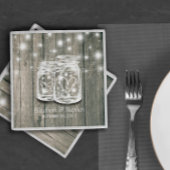 ウェディングシャワー素朴ウッドメイソンジャールストリングライト スタンダードカクテルナプキン