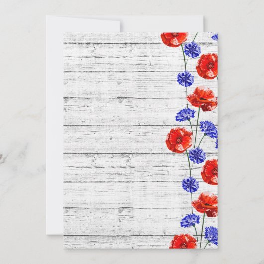 ウェディングシャワー素朴ウッド&レッドポピーの国 招待状 (裏面)