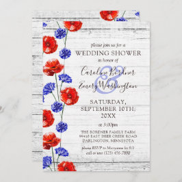 ウェディングシャワー素朴ウッド&レッドポピーの国 招待状