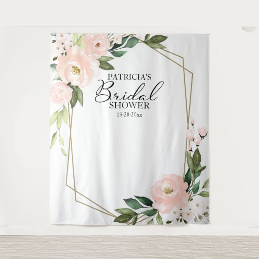 ウェディングシャワー背景写真小道具 ピンクの花 タペストリー (正面)