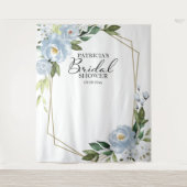 ウェディングシャワー背景撮影小道具 ダスティーブルー タペストリー (正面)