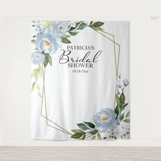 ウェディングシャワー背景撮影小道具 ダスティーブルー タペストリー (正面)