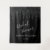 ウェディングシャワー背景 - ダークナイト＆ストリングライト タペストリー (正面)