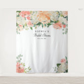 ウェディングシャワー背景 - フォトブースPretty Peach タペストリー (正面)