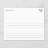 ウェディングシャワー蝶のレシピカード 紫のスクリプト (裏面)