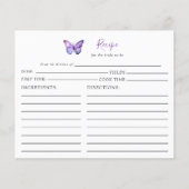 ウェディングシャワー蝶のレシピカード 紫のスクリプト (正面)