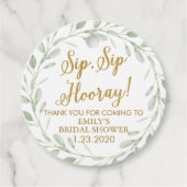 ウェディングシャワー お礼タグ Sip Sip, シャンパンタグ フェイバータグ (正面)