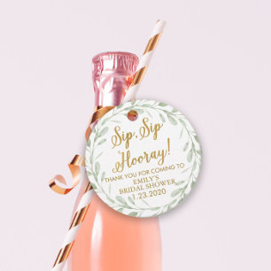 ウェディングシャワー お礼タグ Sip Sip, シャンパンタグ フェイバータグ