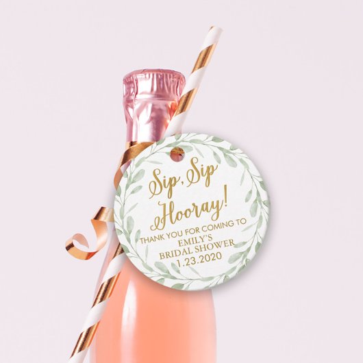 ウェディングシャワー お礼タグ Sip Sip, シャンパンタグ フェイバータグ