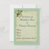 ウェディングシャワー、すずらんの花のゴールドハート 招待状 (裏面)