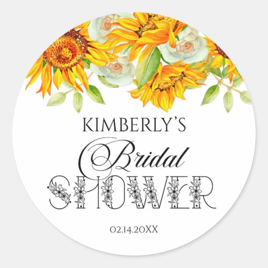 ウェディングシャワー　ひまわりステッカー ラウンドシール (正面)
