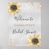 ウェディングシャワー　ひまわり　シルバー　ゴールド　ウェルカム ポスター (正面)