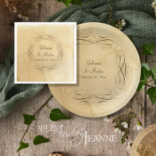 ウェディングシャワー アンティーク ヴィンテージ カリグラフィー スワール