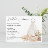 ウェディングシャワー ウェディングドレス トロピカル ボーホー リーフ 招待状 (スタンド正面)