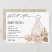 ウェディングシャワー ウェディングドレス トロピカル ボーホー リーフ 招待状 (正面/裏面)