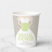 ウェディングシャワー ウェディングドレス 白 グリーンローズ 紙コップ (裏面)