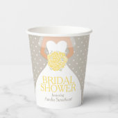 ウェディングシャワー ウェディングドレス 白 黄色のバラ 紙コップ (裏面)