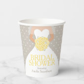 ウェディングシャワー ウェディングドレス 白 黄色のバラ 紙コップ (正面)