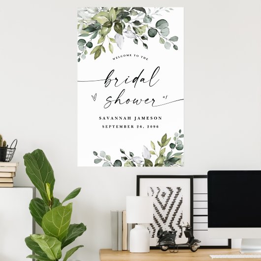 ウェディングシャワー ウェルカムサイン 緑のポスター 24x36 ポスター (ホームオフィス)