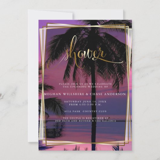 ウェディングシャワー | エキゾチック熱帯結婚夜 招待状 (正面)